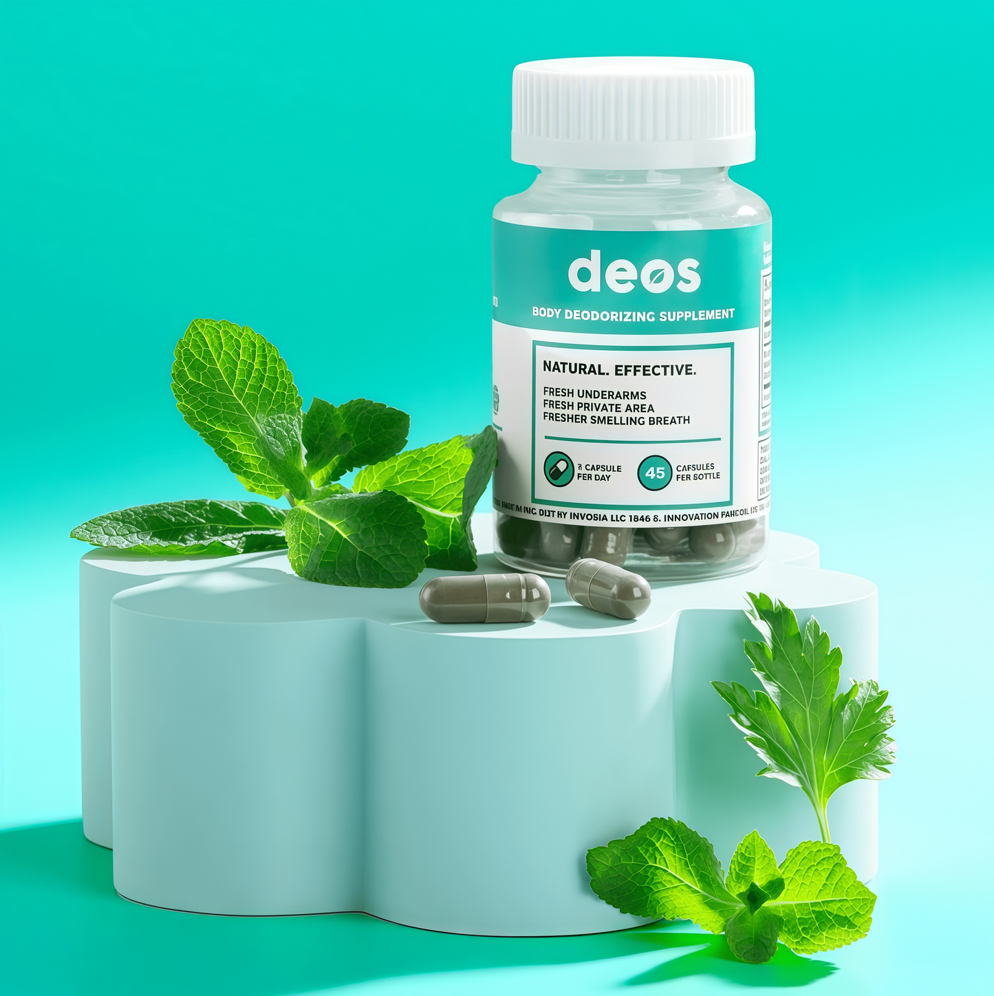 DEOS Internal Deodorant Supplement – Full Body Deodorizer for Gut Health, Skin Health, Detox & Digestion Support – Natural Odor Control Chlorophyll Pills | 30 Capsules
